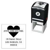 Schwarzes Herz mit Pärchennamen und -adresse Permastempel (Beispiel)