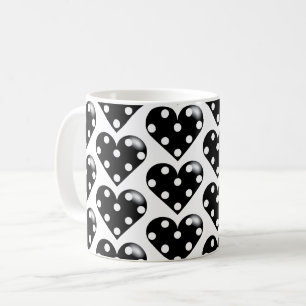 Schwarzes Herz mit Polka-Punkten Kaffeetasse