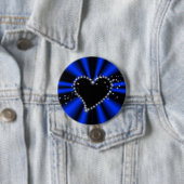 schwarzes Herz mit Sternchen auf blau - schwarz Button (Beispiel)
