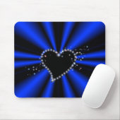 schwarzes Herz mit Sternchen auf blau - schwarz Mousepad (Mit Mouse)