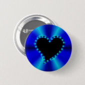 Schwarzes Herz mit Sternen auf blauem Regenbogen Button (Vorne & Hinten)