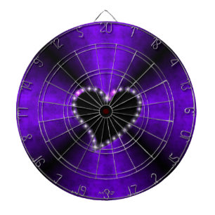 Schwarzes Herz mit Sternen auf Lila rosa Regenboge Dartscheibe