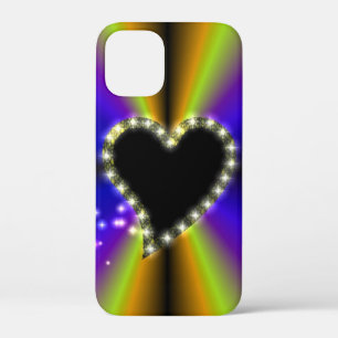 Schwarzes Herz mit Sternen auf Regenbogen Case-Mate iPhone Hülle
