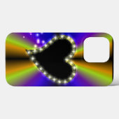 Schwarzes Herz mit Sternen auf Regenbogen Case-Mate iPhone Hülle (Rückseite (Horizontal))