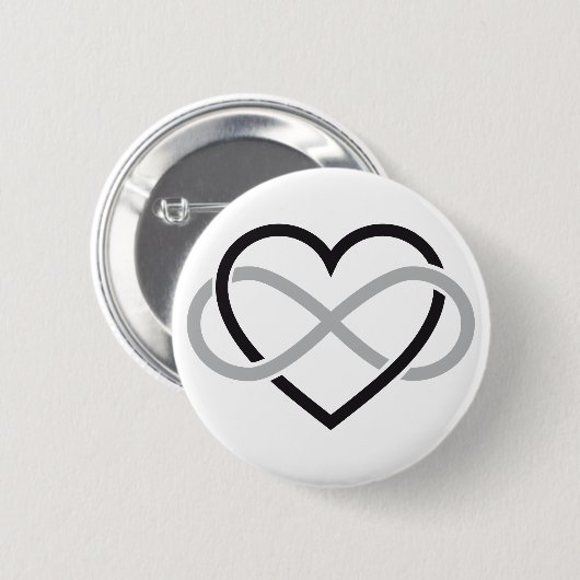 Schwarzes Herz mit Unendlichkeitszeichen Button (Vorne & Hinten)