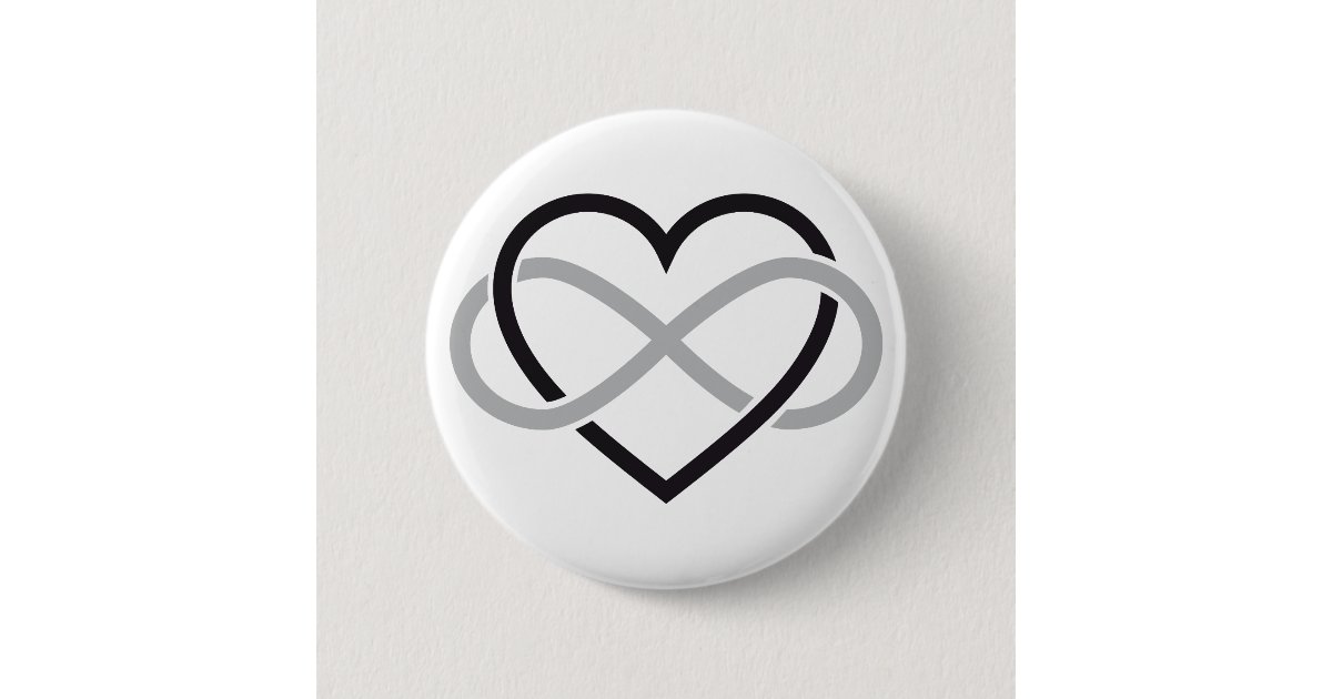 Schwarzes Herz Mit Unendlichkeitszeichen Button Zazzle De