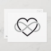 Schwarzes Herz mit Unendlichkeitszeichen Postkarte (Vorne/Hinten)