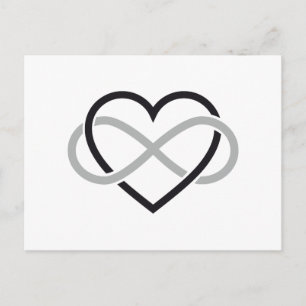 Schwarzes Herz mit Unendlichkeitszeichen Postkarte
