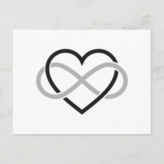 Schwarzes Herz mit Unendlichkeitszeichen Postkarte (Vorderseite)