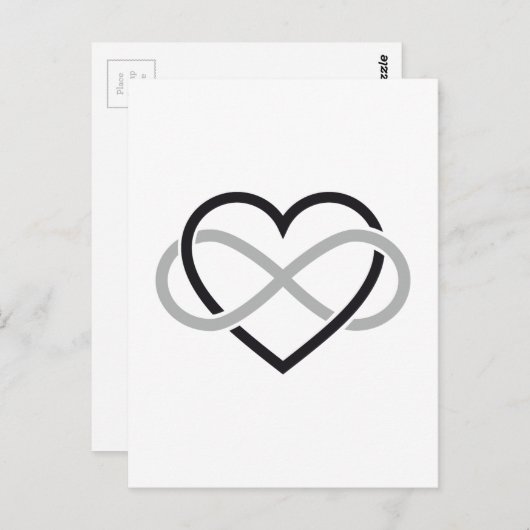Schwarzes Herz mit Unendlichkeitszeichen Postkarte (Vorne/Hinten)