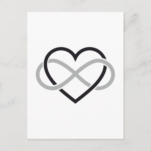 Schwarzes Herz mit Unendlichkeitszeichen Postkarte (Vorderseite)