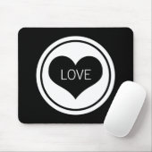 Schwarzes Herz Mousepad, Schwarz/Weiß Mousepad (Mit Mouse)