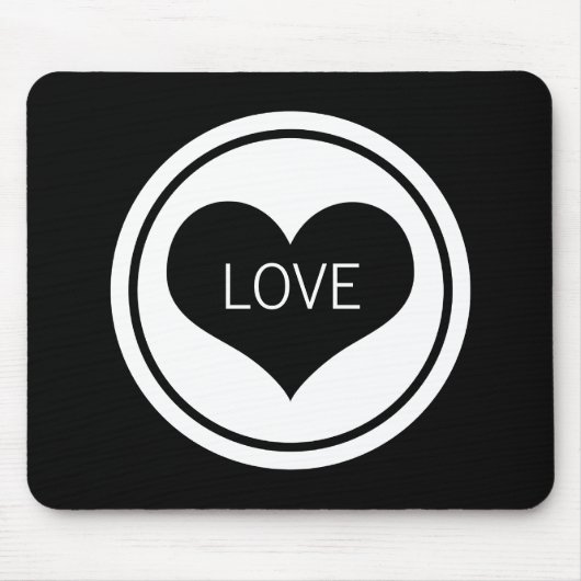 Schwarzes Herz Mousepad, Schwarz/Weiß Mousepad (Vorne)