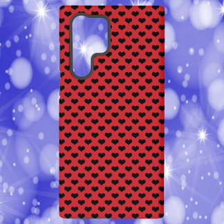 Schwarzes Herz Muster Red Background Samsung Galaxy Hülle