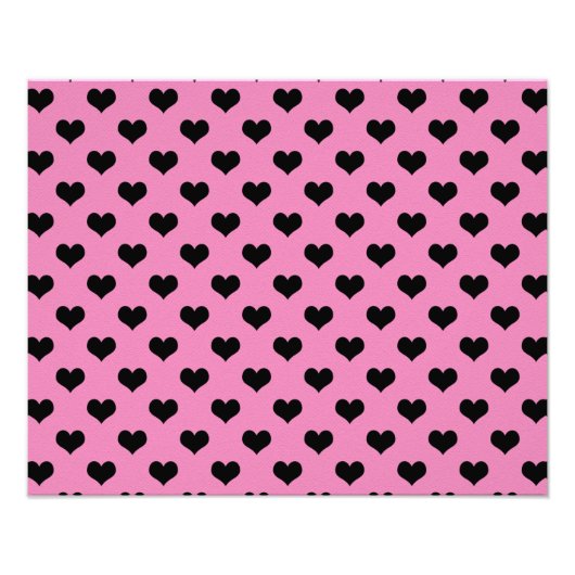Schwarzes Herz Pink Hintergrund Polka Dot Herz Fotodruck (Vorne)
