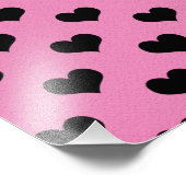 Schwarzes Herz Pink Hintergrund Polka Dot Herz Fotodruck (Ecke)