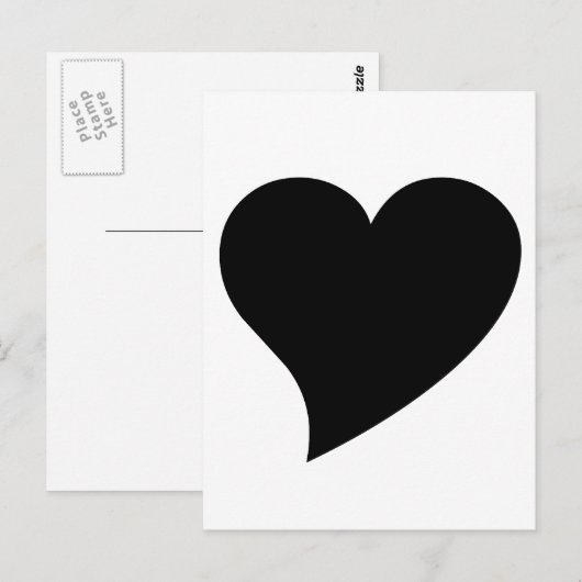 Schwarzes Herz Postkarte (Vorne/Hinten)