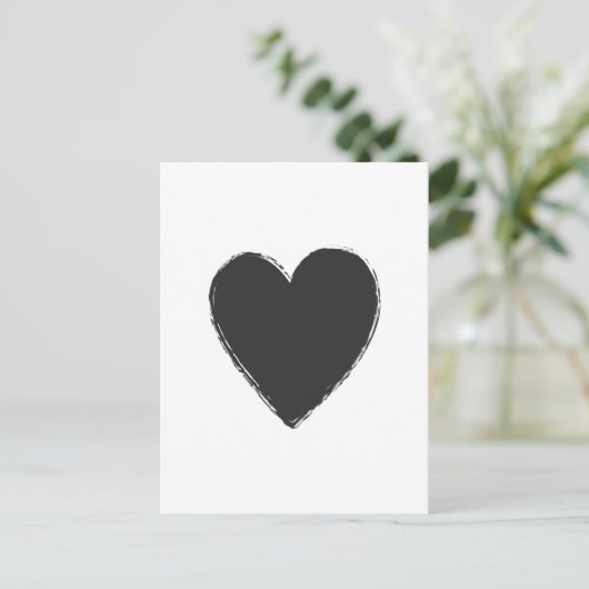 Schwarzes Herz Postkarte (Stehend Vorderseite)