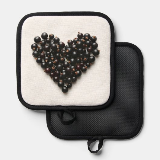 Schwarzes Herz Topflappen (Vorderseite/Rückseite)