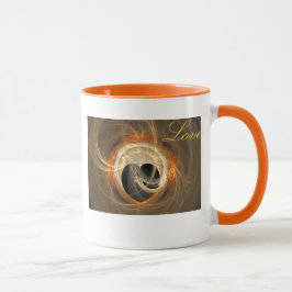 Schwarzes Herz und Golden Swirl Fraktal mit Liebe Tasse