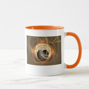 Schwarzes Herz und Golden Swirl Fraktal mit Liebe  Tasse
