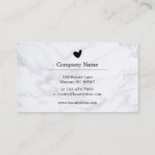 Schwarzes Herz-weiße Marmorkunden-Loyalitäts-Karte Visitenkarte (Rückseite)