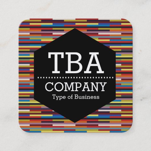 Schwarzes Hexagon - farbenfrohe Streifen Quadratische Visitenkarte (Vorderseite)