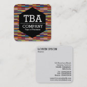 Schwarzes Hexagon - farbenfrohe Streifen Quadratische Visitenkarte (Vorne/Hinten)