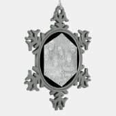 Schwarzes Hexagon Foto Border Schneeflocken Zinn-Ornament (Links)