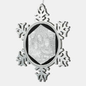 Schwarzes Hexagon Foto Border Schneeflocken Zinn-Ornament (Rechts)