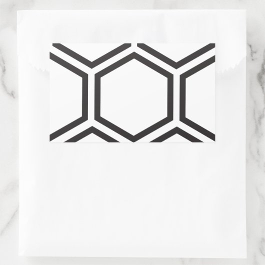 Schwarzes Hexagon-Muster. Rechteckiger Aufkleber (Tasche)