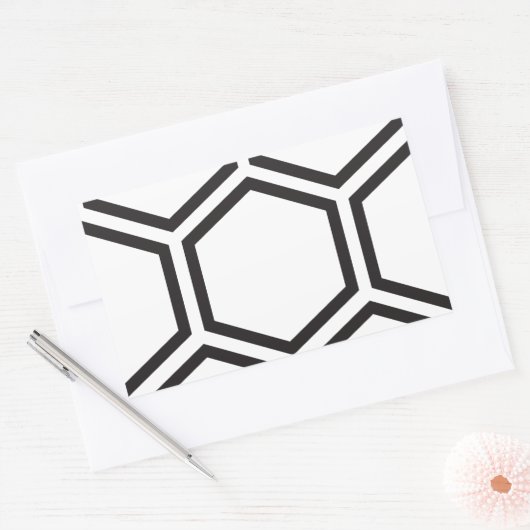 Schwarzes Hexagon-Muster. Rechteckiger Aufkleber (Umschlag)