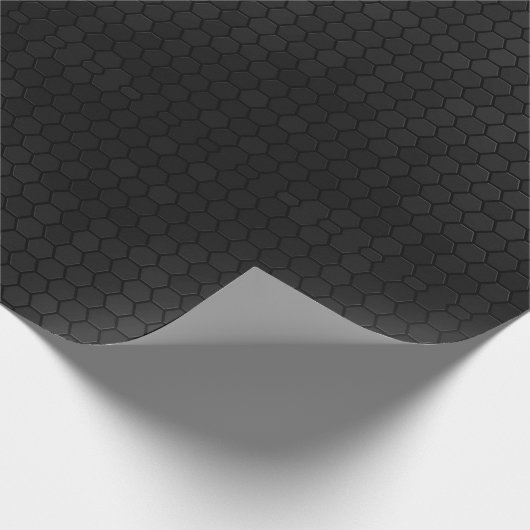 Schwarzes Hexagon Shape Design Geschenkpapier (Ecke)