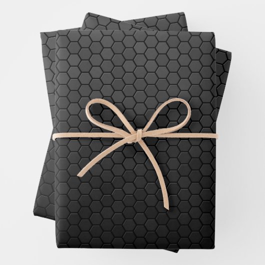 Schwarzes Hexagon Shape Design Geschenkpapier Set (Beispiel)