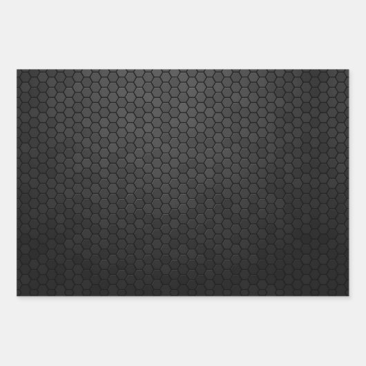 Schwarzes Hexagon Shape Design Geschenkpapier Set (Vorderseite)