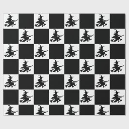 Schwarzes Hexen-Karopapier Geschenkpapier