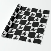 Schwarzes Hexen-Karopapier Geschenkpapier (Ungerollt)