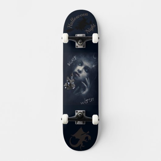Schwarzes Hexenlicht Halloween Spuk Foto Skateboard (Vorderseite)