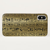 Schwarzes Hieroglyphenmuster auf altem Gold Case-Mate iPhone Hülle (Rückseite (Horizontal))