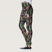 Schwarzes Hintergrund-Weihnachtsdekorationsmuster Leggings (Links)