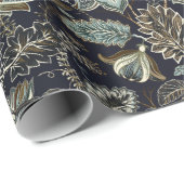 Schwarzes Hintergrundmuster antiker Paisley-Blumen Geschenkpapier (Rolleneckpunkt)