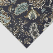 Schwarzes Hintergrundmuster antiker Paisley-Blumen Seidenpapier (Ausschnitt)