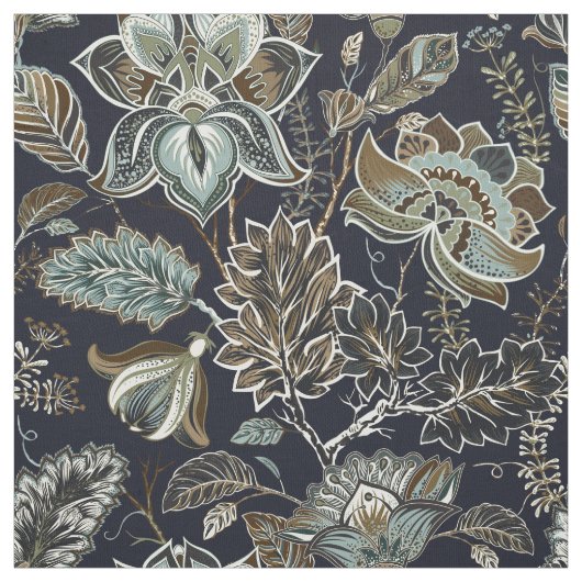 Schwarzes Hintergrundmuster antiker Paisley-Blumen Stoff (Muster)
