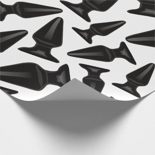 Schwarzes Hintern-Plug-Muster - anpassbar Geschenkpapier (Ecke)