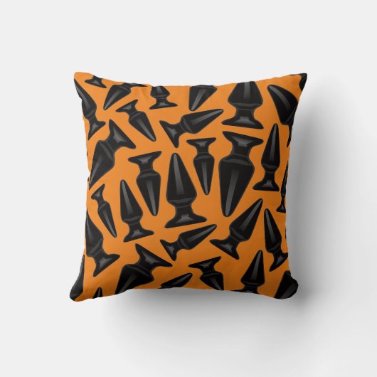 Schwarzes Hintern-Plugin-Muster Kissen (Rückseite)