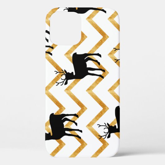 Schwarzes Hirsch, goldenes Muster. Case-Mate iPhone Hülle (Rückseite)