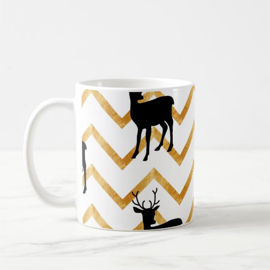 Schwarzes Hirsch, goldenes Muster. Kaffeetasse (Links)