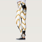 Schwarzes Hirsch, goldenes Muster. Leggings (Links)