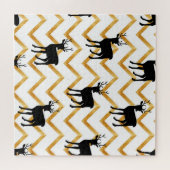 Schwarzes Hirsch, goldenes Muster. Puzzle (Horizontal)