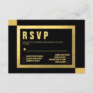 Schwarzes + HOCHZEITEN Goldfolie UAWG-  RSVP Karte